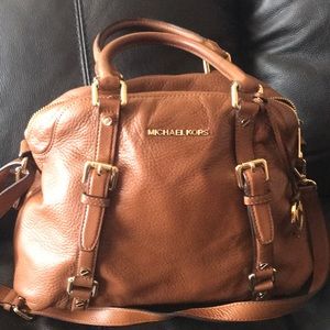 Michael Kors cognac brown leather satchel